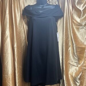 Black Off-Shoulder A-Line Dress